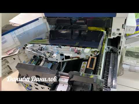 Видео: Xerox c75 проблема, на печатном листе полоса. Ремонт чистка ленты переноса и фотобарабана drum XEROX