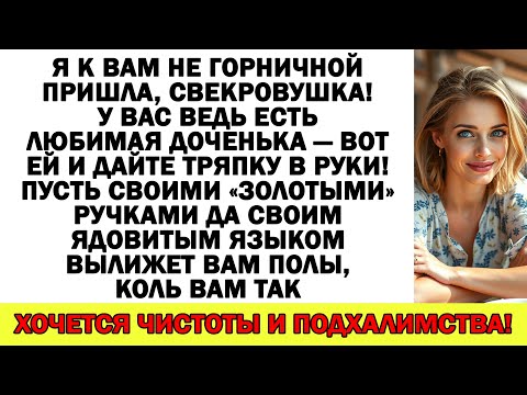 Видео: Свекровь орала, что я обязана мыть полы. Не ожидала, что тряпка прилетит ей в лицо!