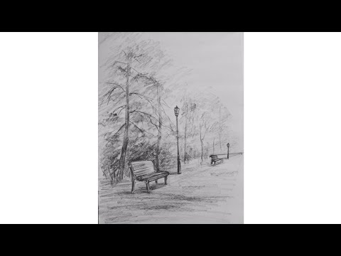 Видео: Простой пейзаж карандашом