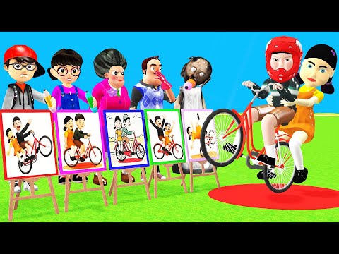 Видео: Игра «Учительница 3D против кальмара» – Рисуем девочку-кальмара на велосипеде 5 раз. Смешно или н...