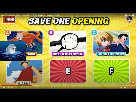 Видео: ДЕЛЬФИН СМОТРИТ: "ONLY SAVE ONE ANIME OPENING FOR EACH YEAR🔥 (1986 - 2025)"