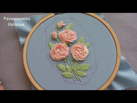 Видео: МК. Открытка с вышивкой. Часть 1. Вышивка букета. Postcard. Part 1. Embroidery of the bouquet.