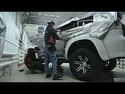 Видео: Оклейка Land Cruiser Prado с расширениями в пленку. ч.1