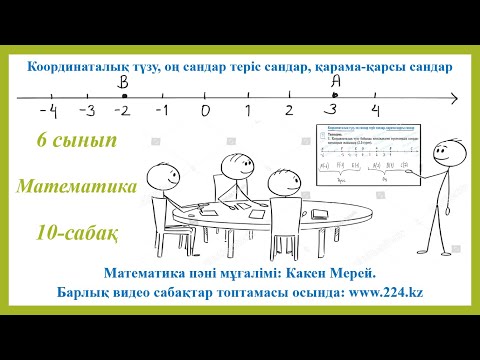 Видео: 6 сынып математика 10-сабақ, координаталық түзу, оң және теріс сандар, қарама-қарсы сандар