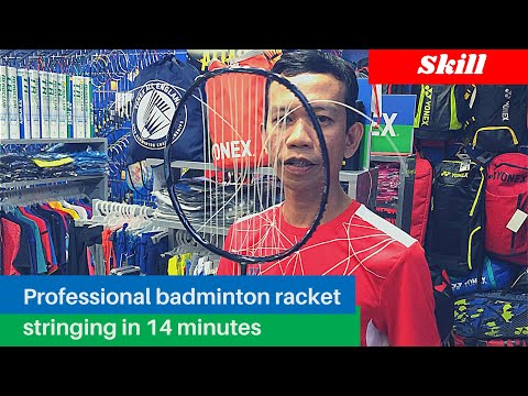 Видео: Профессиональная перетяжка бадминтонных ракеток за 14 минут