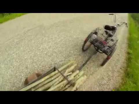 Видео: Трёхколёсный мотовелосипед c F-80 (Дырчик): съездил за дровами./Motorized trike bike