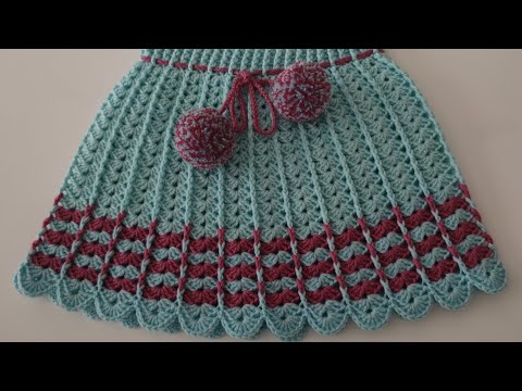 Видео: бесплатно детская юбочка крючком елочка для начинающих 2022 - Легкая миди юбка крючком