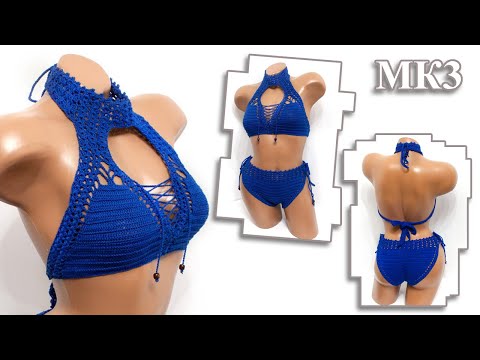 Видео: Купальник  крючком  - МК3 - Топ с чокером -- верх