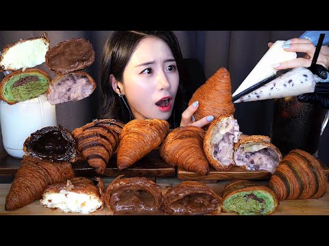 Видео: 🥐 Сливочный круассан ASMR МукбангㅣШоколадный десерт хлебаㅣChocolate Dessert Mukbang