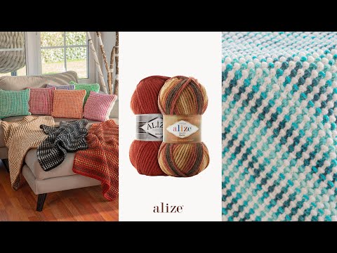 Видео: Двухцветное одеяло из пряжи Alize Superlana Maxi Batik