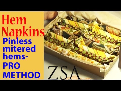 Видео: Подшиваем салфетки как профессионал, используя скошенные уголки без булавок | Уроки по вышивке от...