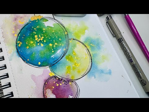 Видео: Простые акварельные открытки для начинающих | Весёлые праздничные безделушки