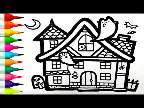 Видео: Рисунок дома с привидениями на Хэллоуин || Как нарисовать дом с привидениями на Хэллоуин шаг за ш...