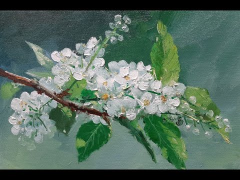 Видео: Oil painting for beginners Черёмуха