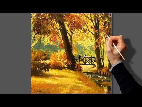 Видео: Acrylic Landscape Painting - Autumn / Easy Art / Осенний пейзаж акрилом. Уроки рисования. Живопись