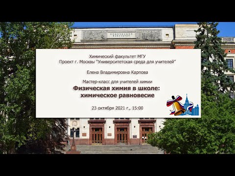 Видео: Е.В. Карпова. Физическая химия в школе: химическое равновесие