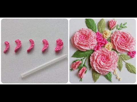 Видео: МК. Объемная вышивка. Наборный стежок на трубочку. Volume embroidery. Set stitch on the tube.