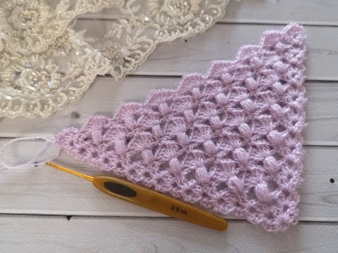 Видео: Узор для бактуса, для шали крючком//Pattern for shawl, crochet for bactus