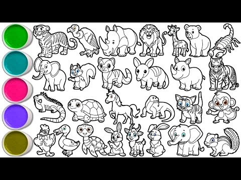 Видео: Нарисуйте удивительных животных за 50 минут — тигра, грифа, носорога, льва, жирафа, скорпиона и д...