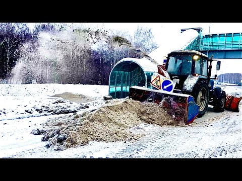 Видео: Убираем снег на Шнекороторе МТЗ 1221