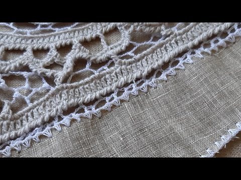 Видео: Обвязка края ткани и соединение с вязанием