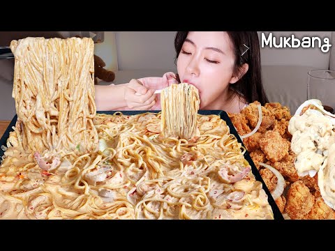 Видео: пряные креветки макароны и овзонный крем курицы REAL MUKBANG▶ㅣREAL SOUNDㅣ ASMR MUKBANGㅣ