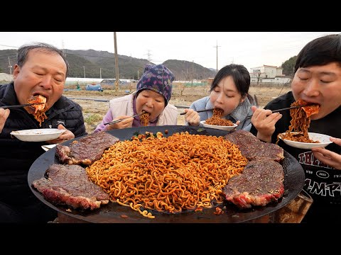 Видео: Чапагури (Рам-дон) и вырезка из говядины из фильма "Паразиты" - кулинарное шоу Мукбанг