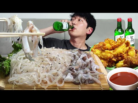Видео: Сырой кальмар и жареный кальмар🦑 MUKBANG REALSOUND ASMR EATINGSHOW