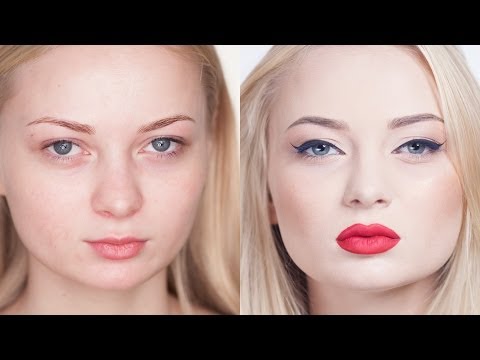 Видео: Hollywood make-up. Голливудский макияж. Красные губы. Урок профессионального визажа. (Урок №21)
