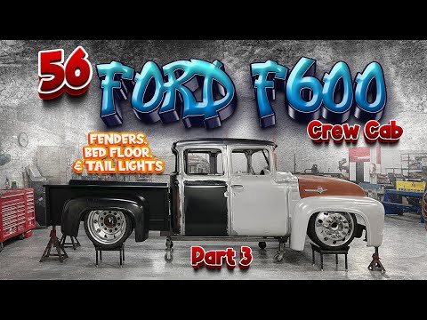 Видео: 56 Ford F600 "Crew Cab" • Часть 3 • Крылья, пол кузова и задние фонари