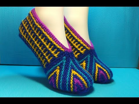 Видео: ТАПОЧКИ СПИЦАМИ ЧАСТИЧНЫМ ВЯЗАНИЕМ #280