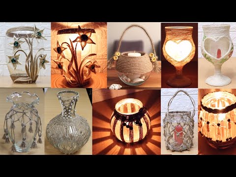 Видео: 12 уникальных идей домашнего декора с джутовой веревкой на стекле (ваза, банка, чашка, тарелка...)