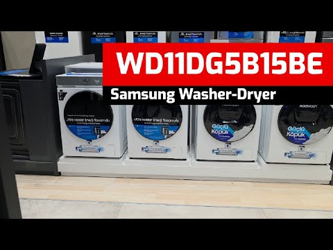 Видео: Стиральная машина с сушкой Samsung WD11DG5B15BE, 1400 об/мин, загрузка 11 кг/6 кг