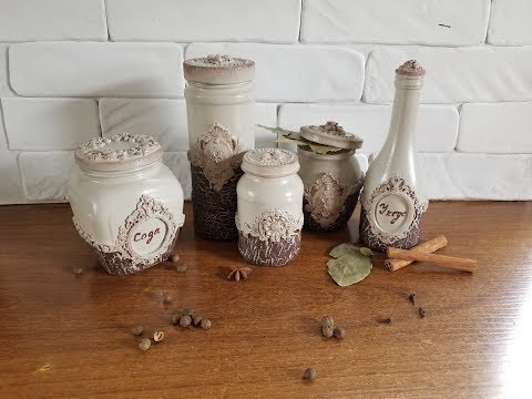 Видео: Не выбрасываем пустые стеклянные банки!!! DIY.  Spice jars decor.