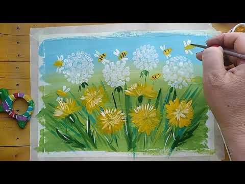 Видео: Как нарисовать ОДУВАНЧИКИ// Рисуем цветы