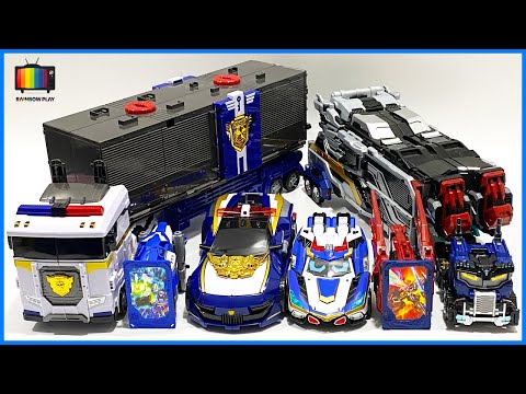 Видео: Металлический карточный робот W Mini Force, сильнейший полицейский, синий полицейский W, тяжёлый ...