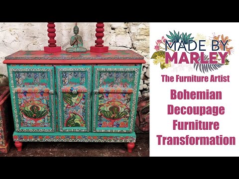 Видео: богемный декупаж преображение мебели