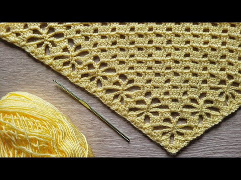 Видео: Летняя косынка крючком. Узор для бактуса