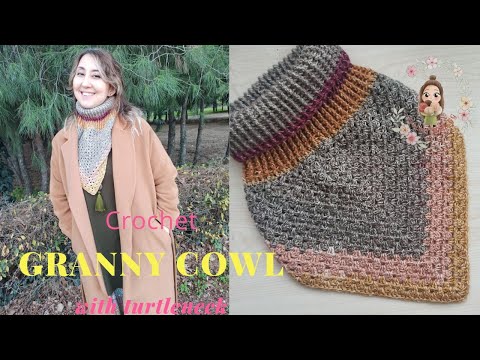 Видео: Вязаный крючком бабушкин капюшон с водолазкой/Простой вязаный крючком утеплитель для шеи