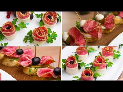 Видео: Изысканные закуски с салями - розы и бабочки