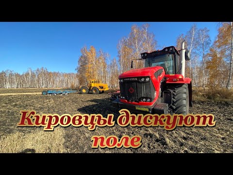Видео: Два КИРОВЦА К-739МСт-1 и К-700 дискуют стерню после пшеницы