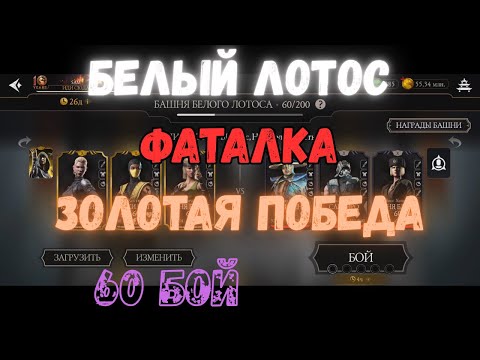 Видео: MK Mobile Башня Белого Лотоса  Фатально 60 бой Золото без снаряжения текущей башни