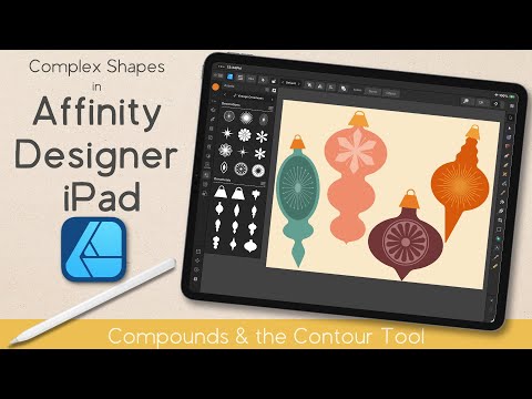 Видео: Сложные векторные фигуры с инструментами «Состав» и «Контур» | Affinity Designer для iPad | Винта...