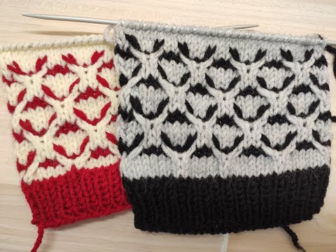 Видео: ЛЕНИВЫЙ ЖАККАРД 2 ЦВЕТА № 4 . Узоры. Вязание спицами.