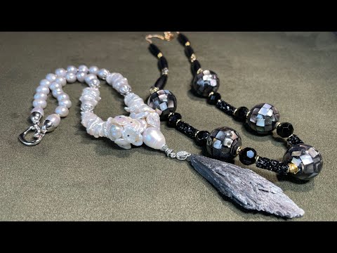 Видео: Перламутровая мозаика ! Серый жемчуг с кианитом! #handmade_jewellery 