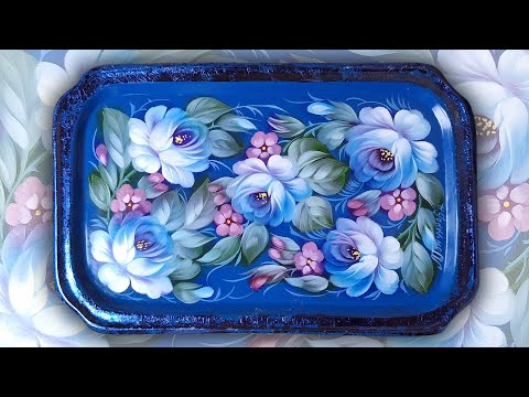 Видео: Розы. Цветы на голубом фоне. Мастер-класс по живописи маслом от Ларисы Гончаровой