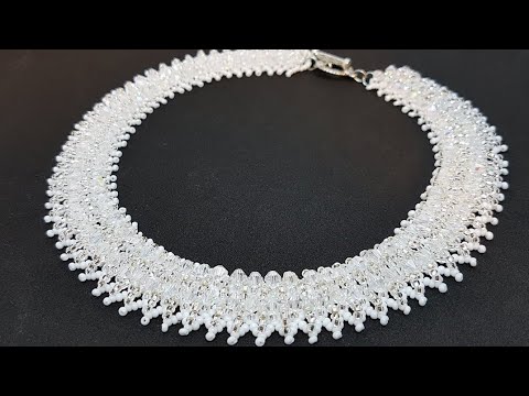 Видео: Beaded crystal necklace/Bicone necklace/Diy necklace/Beaded necklace/Колье из бисера/Колье из бусин/