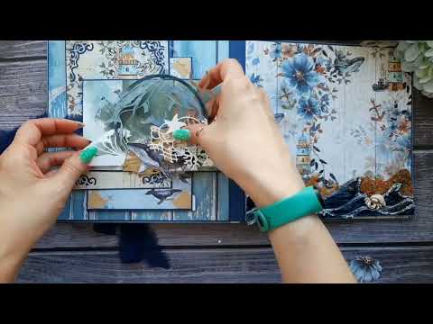 Видео: 3 разворот Морского Альбома - Дизайнер Татьяна Анфимова