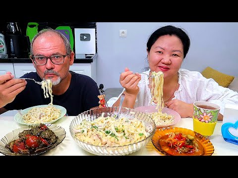 Видео: МУКБАНГ ФЕТУЧИНИ с БАКЛАЖАНАМИ НА ЗИМУ и САЛАТ ГЕНЕРАЛЬСКИЙ