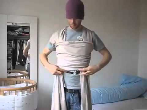 Видео: Трикотажный слинг шарф. Новорожденный в трикотажном шарфе - намотка папы!